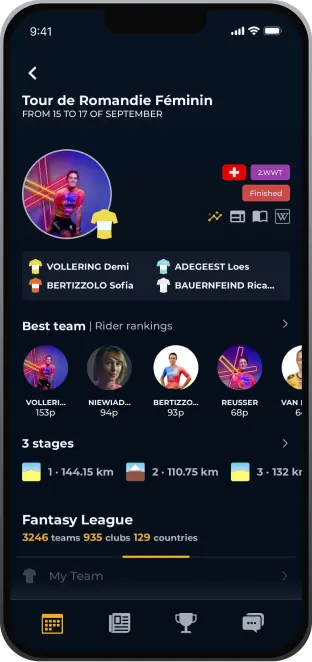 Cycling Fantasy race home screen