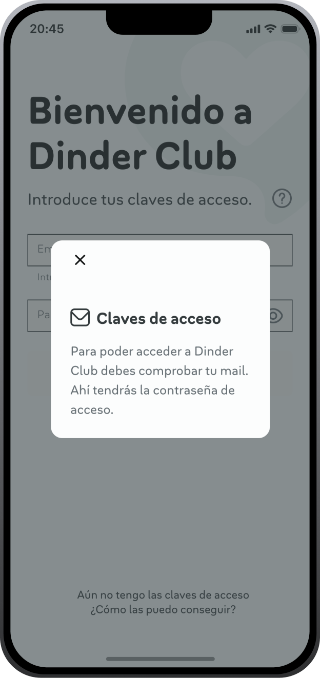 Dinder access key screen