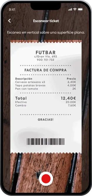 Futbar ticket screen